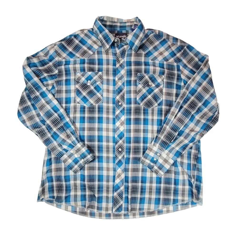 Wrangler Western plaid pearl button snap shirt sz XXL